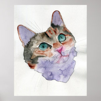 Póster Gato Acuarela