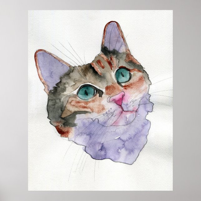 Póster Gato Acuarela (Frente)