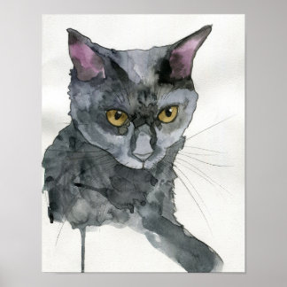 Póster Gato Acuarela