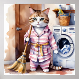 Póster Gato adorable en pijamas haciendo honestidad a la 