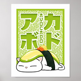 Póster Gato aguacate sushi