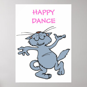 Póster Gato alegre divertido del baile de la danza feliz