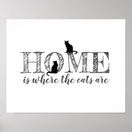 Póster gato amante de casa cita minimalista negro y blanc