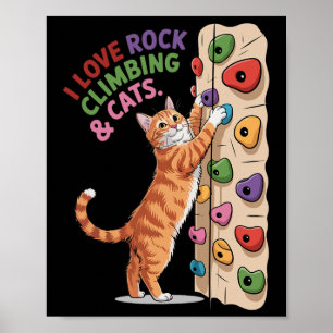 Póster Gato Amante de la Escalada en Roca Divertida Avent