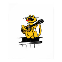 gato amarillo tocando guitarra y cantando
