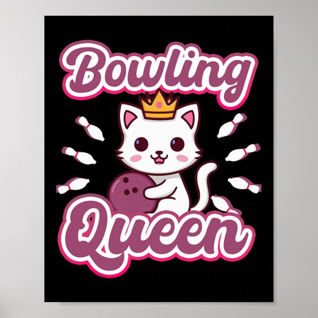 Póster Gato anime de Kawaii de una reina de boliche (Frente)