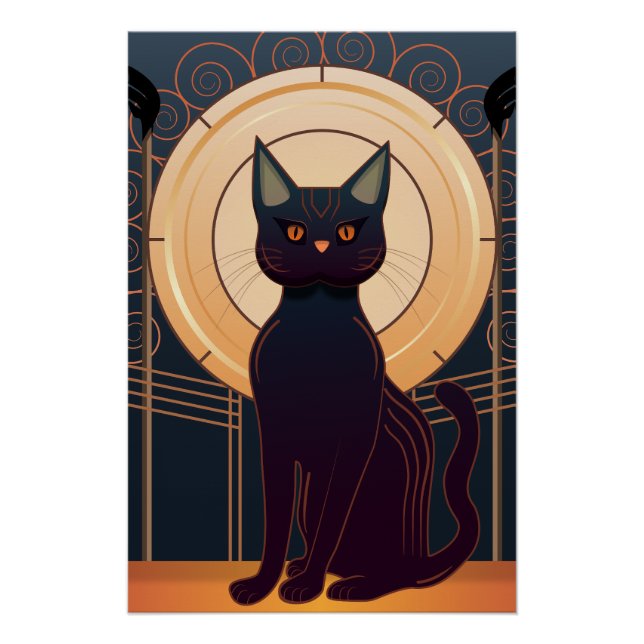 Póster Gato Art Deco (Anverso)