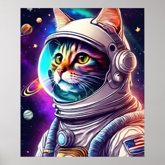 Póster Gato astronauta