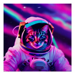 Póster gato astronauta
