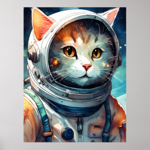 Póster Gato astronauta adorable