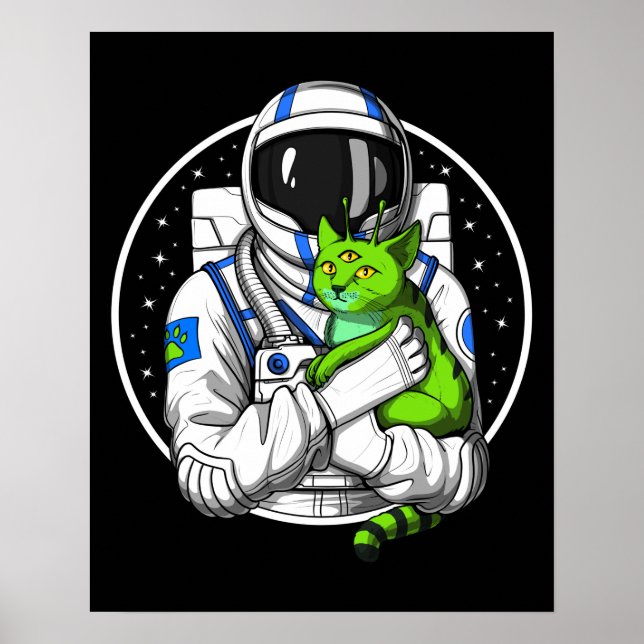 Póster Gato astronauta alieno (Frente)