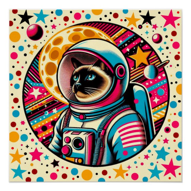 PÓSTER GATO-ASTRONAUTA DE SIAMÉS 3 (Anverso)