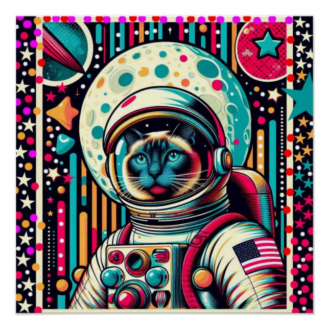 PÓSTER GATO-ASTRONAUTA DE SIAMÉS 5 (Anverso)