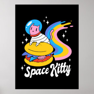 Póster Gato astronauta espacial