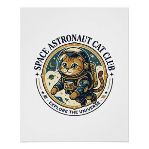 Póster Gato Astronauta Espacial Regalo para Papá Gato - A