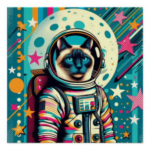 PÓSTER GATO-ASTRONAUTO DE SIAMÉS 2