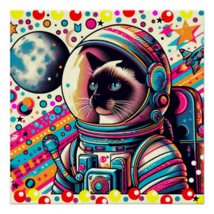 PÓSTER GATO-ASTRONAUTO DE SIAMÉS 4