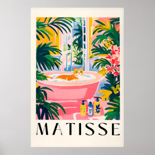 Póster Gato atigrado Baño Imprimir divertido estilo Matis