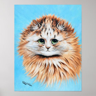 Póster Gato atigrado con ojos verdes, Louis Wain