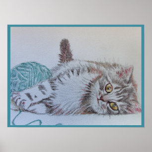 Póster Gato atigrado lindo divertido Gatos inquietos Post