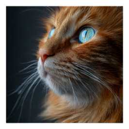 Póster Gato atigrado naranja jengibre retrato estilo vint