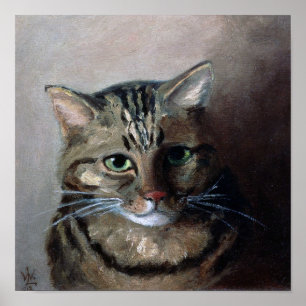 Póster Gato atigrado pintado al óleo, Louis Wain