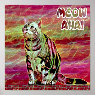 Póster Gato atigrado plateado