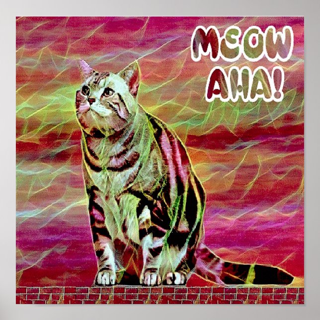 Póster Gato atigrado plateado (Frente)