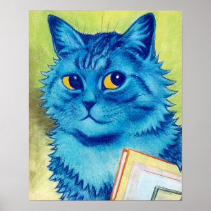 Póster Gato azul, Louis Wain