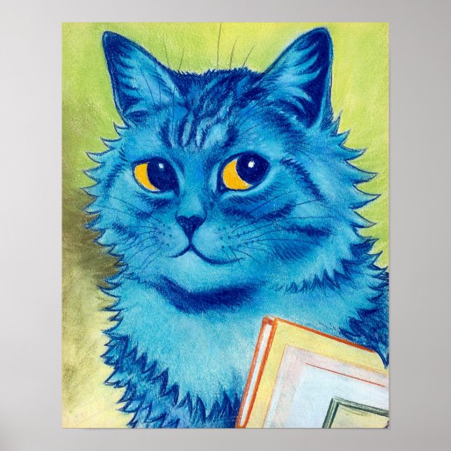 Póster Gato azul, Louis Wain (Frente)