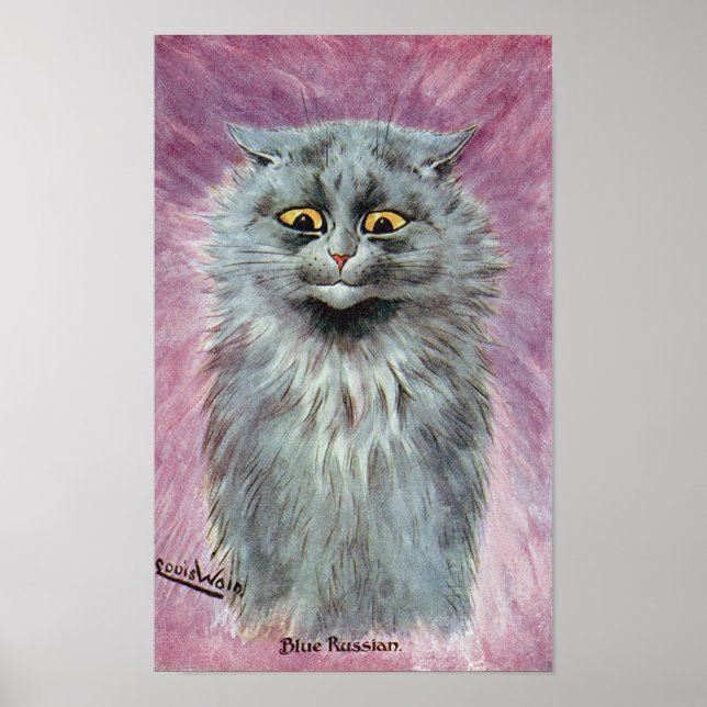 Póster Gato azul ruso, Louis Wain (Frente)