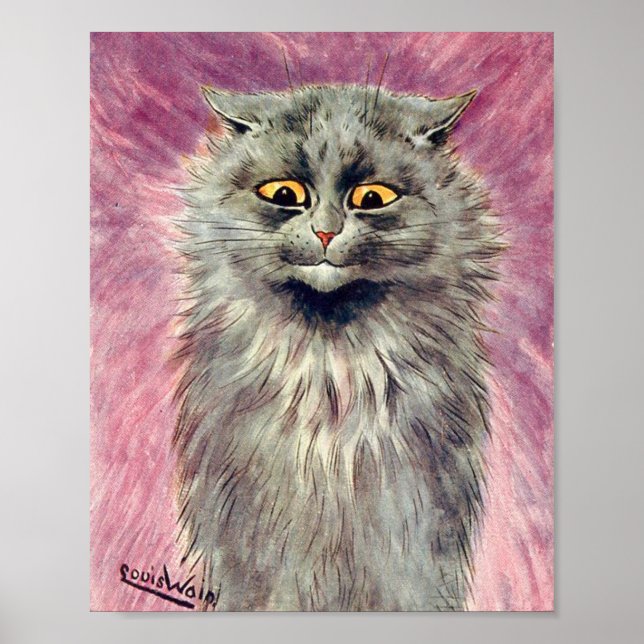 Póster Gato azul ruso Louis Wain (Frente)