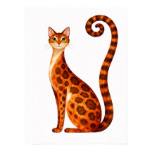 Gato Bengal Caprichoso Acuarela