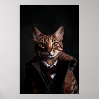 Póster Gato bengalí en un traje | Mi gato móvil | Diverti