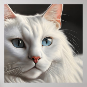 Póster Gato blanco.
