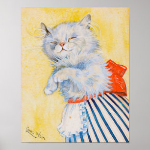 Póster Gato blanco con Apron, Louis Wain