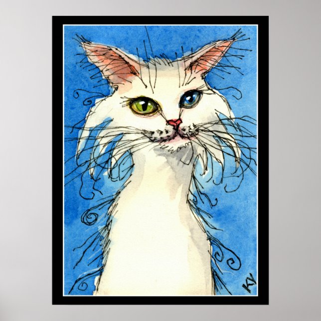 Póster Gato blanco con ojos impares poster (Frente)