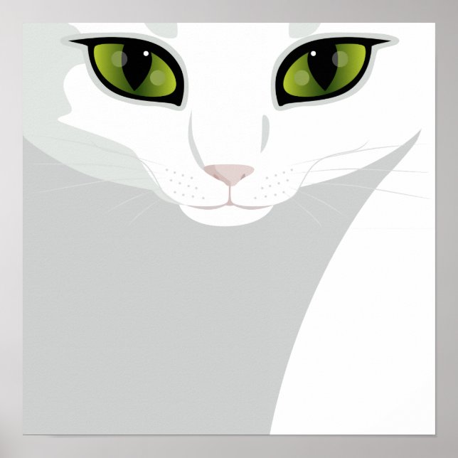 Póster Gato blanco con ojos verdes de joyas (Frente)