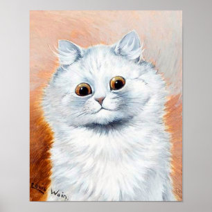 Póster Gato blanco con ventilador