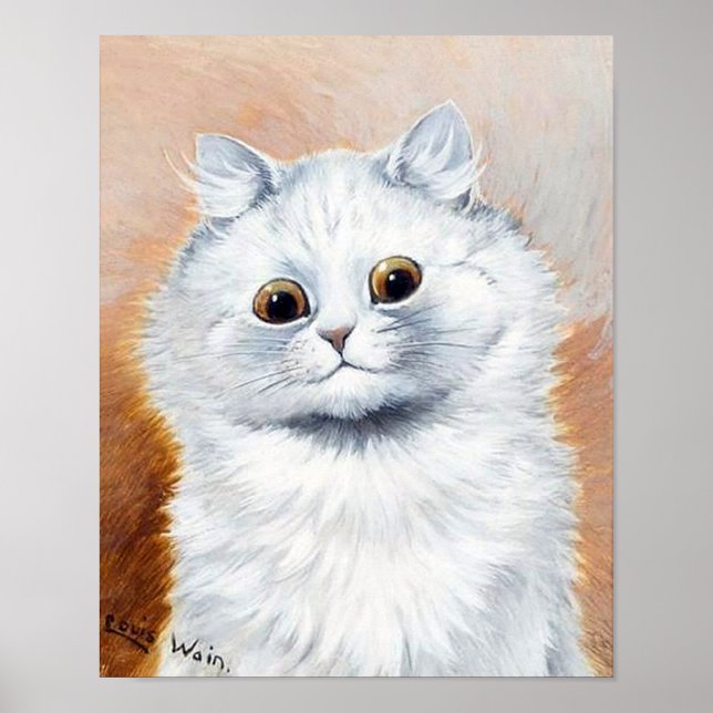 Póster Gato blanco con ventilador (Frente)