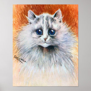 Póster Gato blanco de pelo largo, Louis Wain
