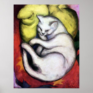 Póster Gato blanco, Franz Marc