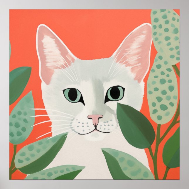 Póster Gato Blanco Lindo (Frente)