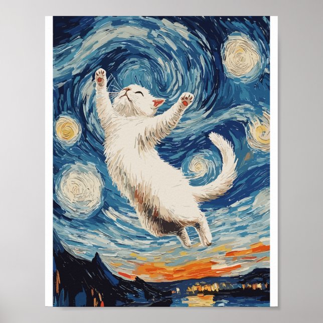 Póster Gato blanco lindo y hermoso  (Frente)