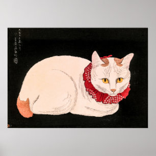 Póster Gato blanco - Takahashi Shotei