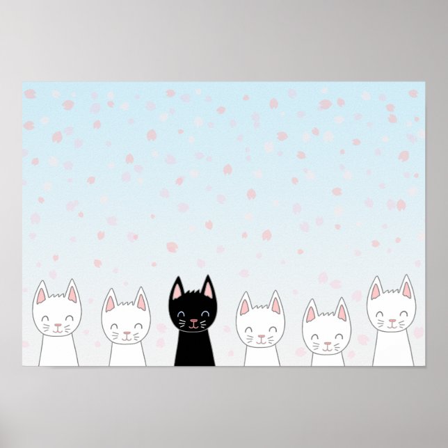 Póster Gato blanco y gato negro (Frente)