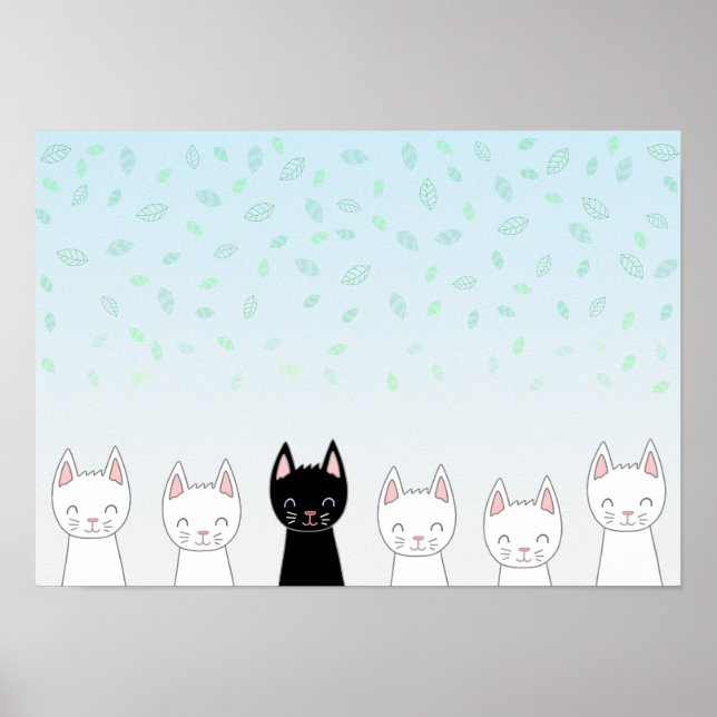 Póster Gato blanco y gato negro (Frente)