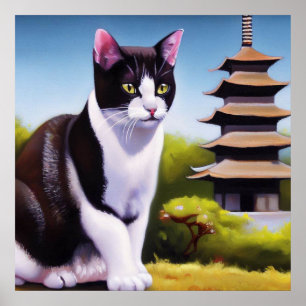 Póster Gato Bobtail japonés