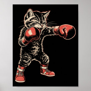 Póster Gato Boxeo Amante del Boxeo Boxeador Divertido MMA