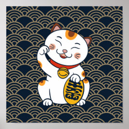 Póster Gato calico japonés afortunado | Maneki Neko Poste
